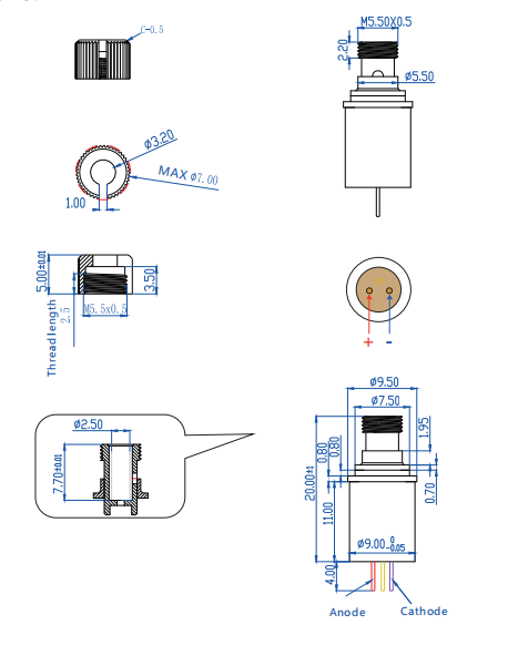 375nm 200mW Laser Module