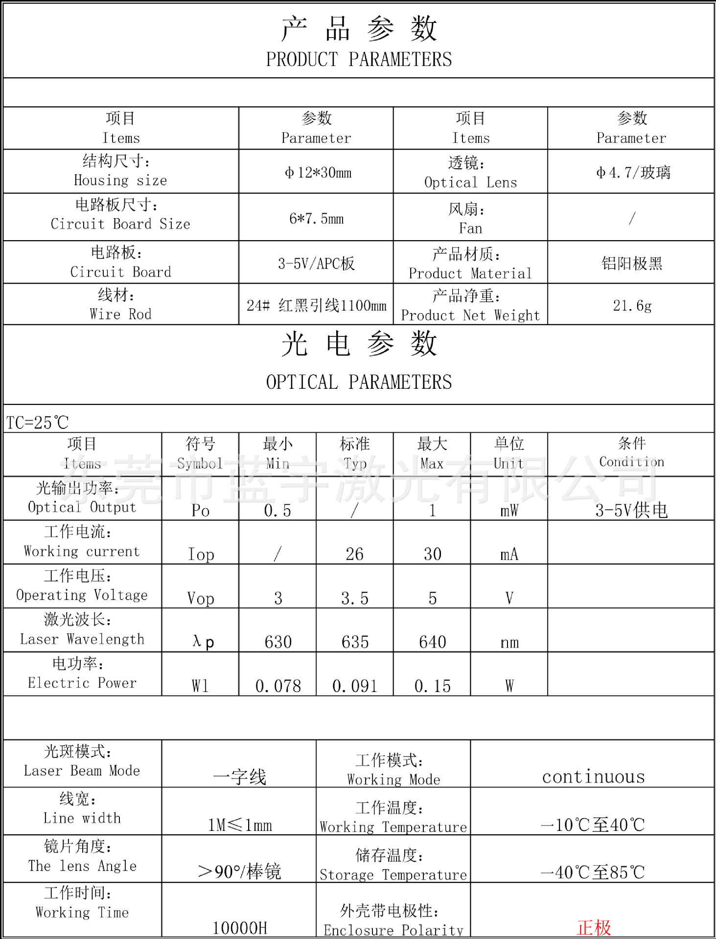 Red line laser module