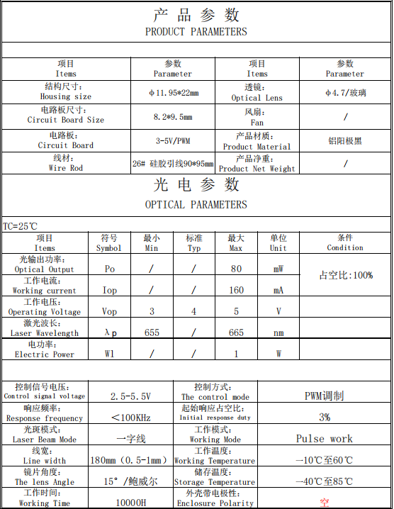 Red line laser module for Positioning