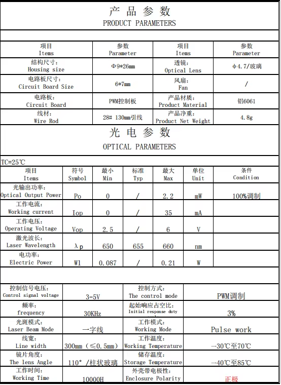 Red line laser module