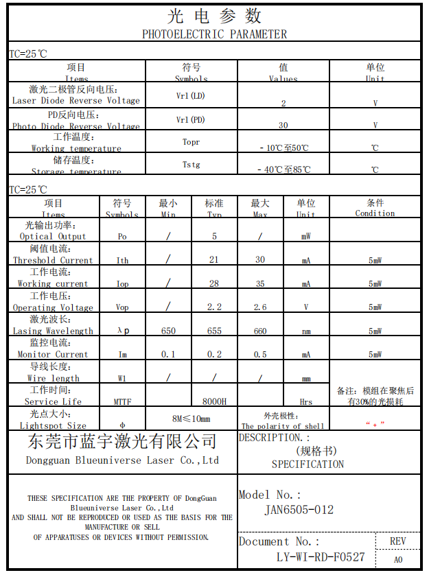  Red Dot Laser Diode Module