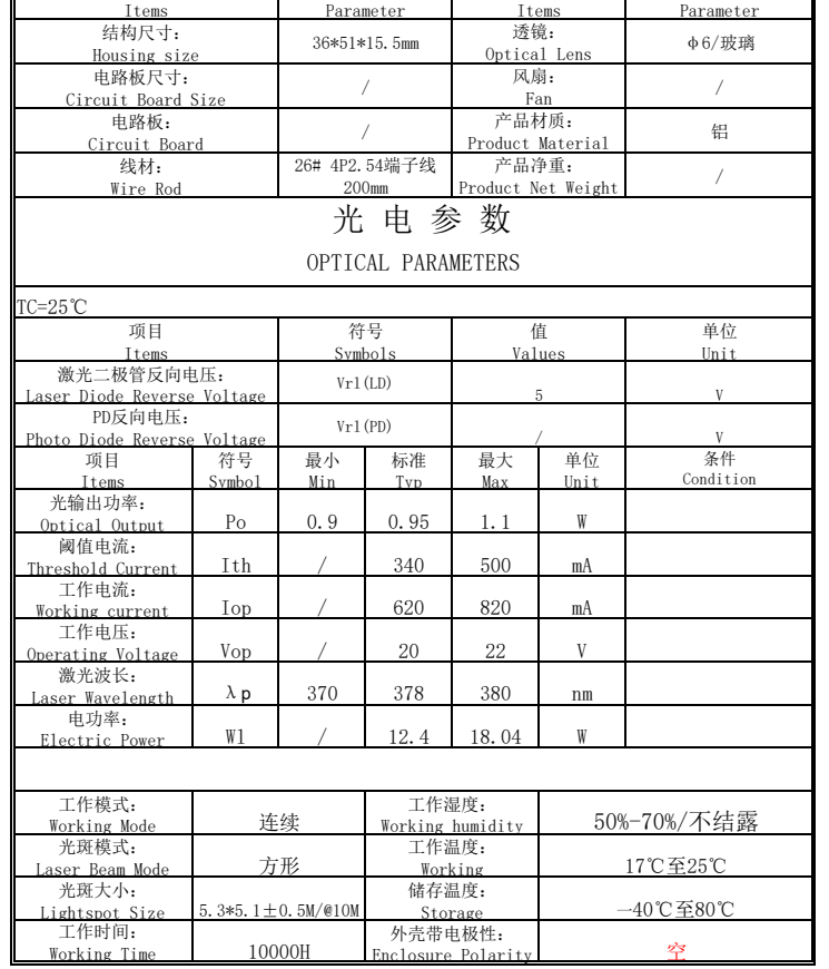 375nm 1.6W Fiber laser
